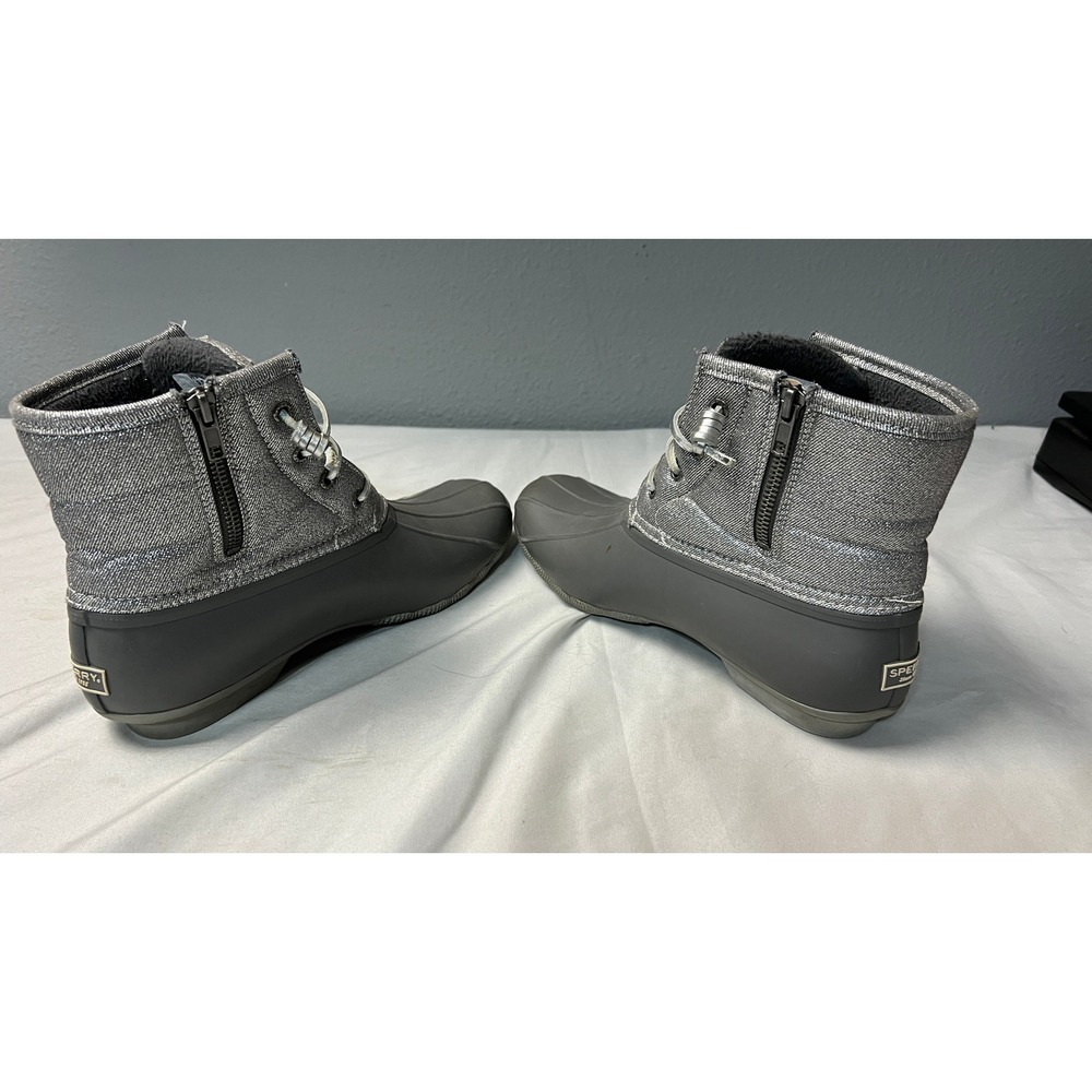 Sperry Top-Sider Saltwater Metallic Grey Silver Duck Boots STS80772 Womens 9.5 - Picture 3 of 13